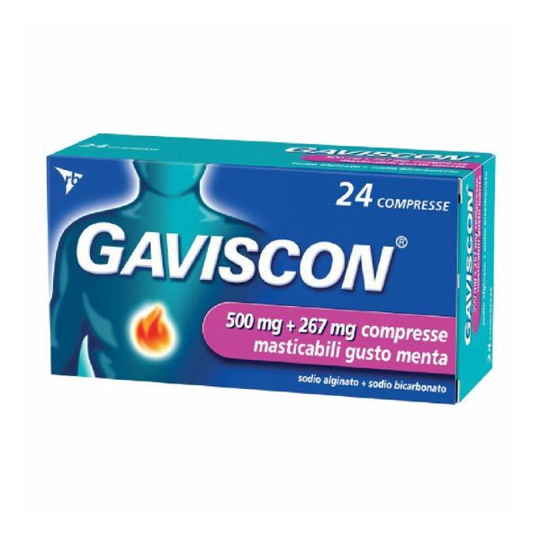 Gaviscon 500 Mg   267 Mg Compresse Masticabili Gusto Menta  24 Compresse In Blister