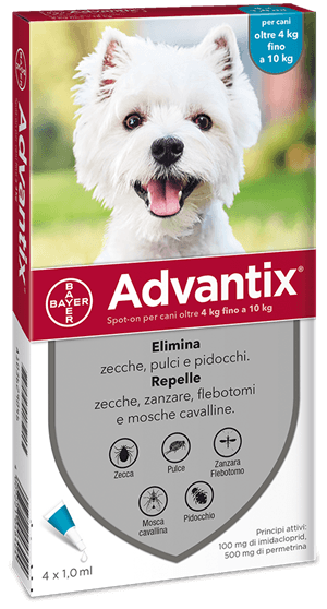 Advantix Spot On per Cani da 4-10 kg 4 Pipette Protezione Completa