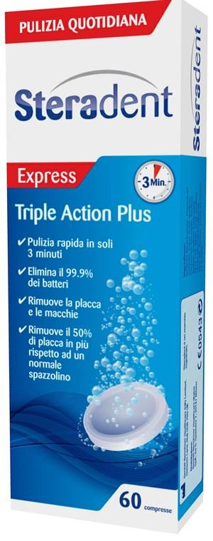 Steradent Express Triple Action Plus 60 Compresse Pulenti
