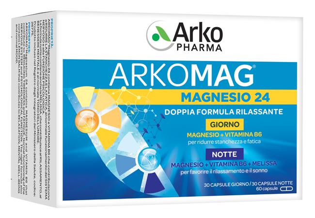 Magnesio 24 Giorno e Notte Doppia Azione Integratore Rilassante 60 capsule
