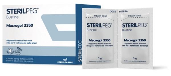 Sterilfarma Sterilpeg Macrogol 3350 Trattamento della Stipsi 10 Bustine da 10 G