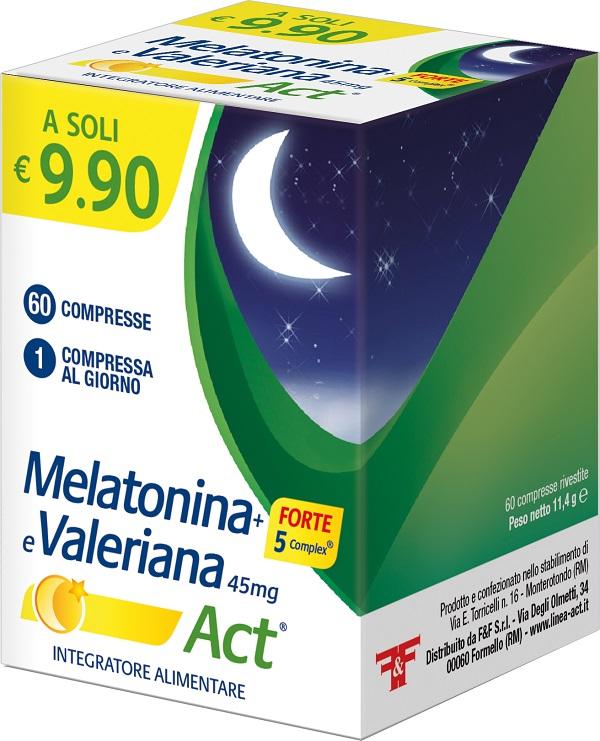 Melatonina Act + Valeriana Act Forte 5 Complex Integratore 60 Compresse