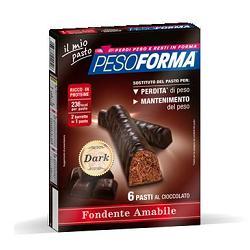 Pesoforma Barrette al Cioccolato Fondente Amabile 12 Pezzi 372 g