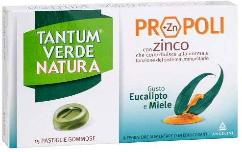 Tantum Verde Natura Eucalipto e Miele Integratore Mal di Gola 15 Pastiglie