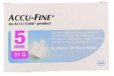 Accu-Fine Aghi Penna Per Insulina 5mm 31G 100 Pezzi