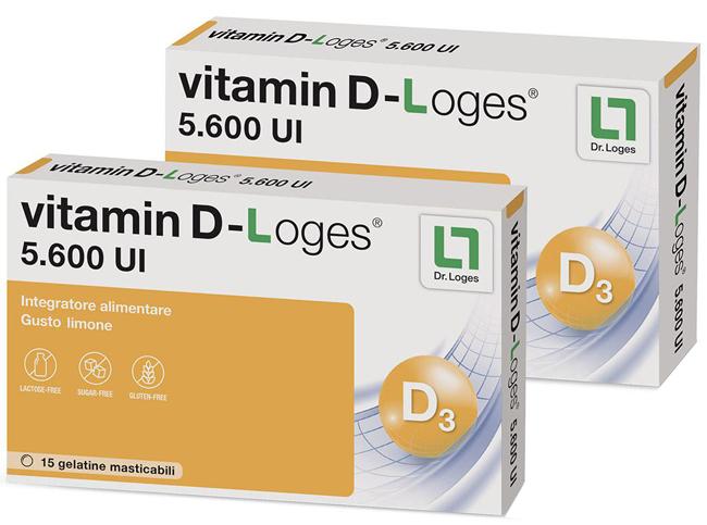 Vitamin D-Loges 5.600 UI  Integratore Vitamina D 30 Gelatine Masticabili