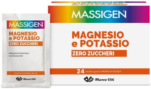 Massigen Magnesio e Potassio Zero Zuccheri Integratore Vitaminico 24 Bustine