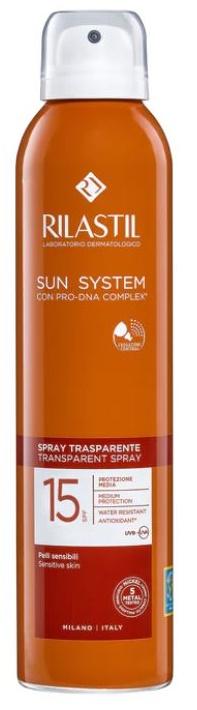 Rilastil Sun System SPF15 Spray Solare Corpo Trasparente Nebulizzante 200 ml