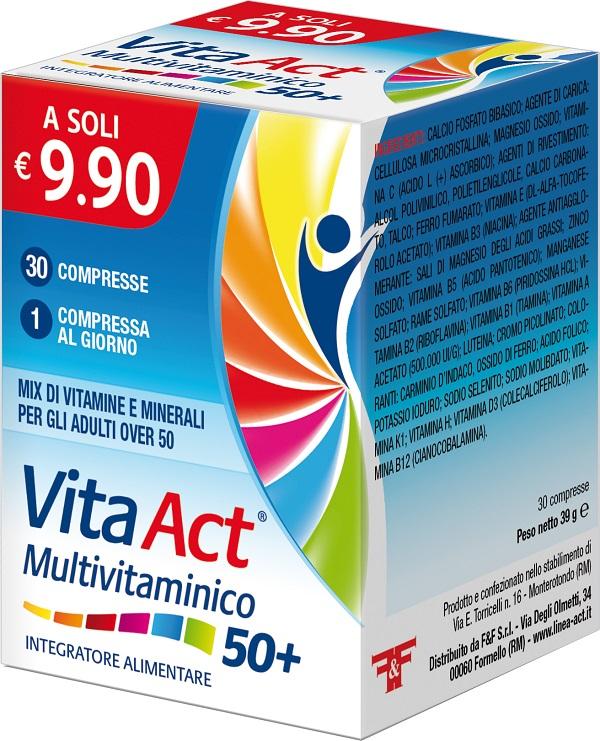 Vita Act 50+ Multivitaminico Integratore di Vitamine e Minerali 30 Compresse