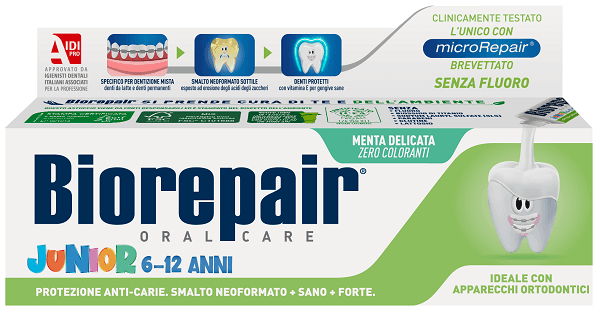 Biorepair Dentifricio Junior Senza Fluoro 7/14 Anni 75 ml