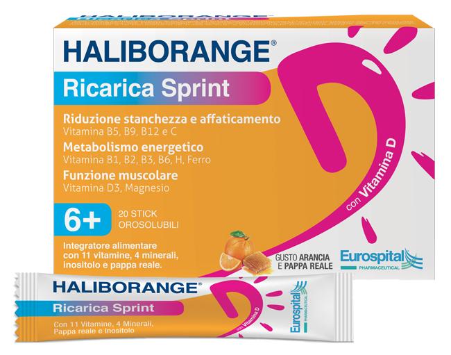 Haliborange Ricarica Sprint Integratore Tonico Energetico 20 Stick-Pack