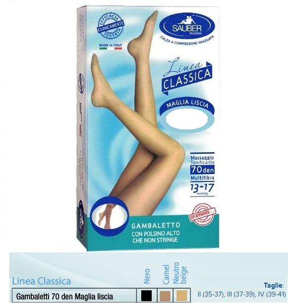 Sauber Linea Classica Gambaletto 70 Denari Maglia Liscia Camel Taglia 3