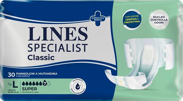 Lines Specialist Classic Pannoloni a Mutandina Misura Super L 30 Pezzi