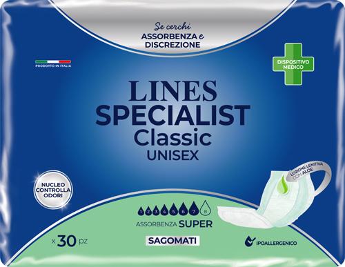 Lines Specialist Sagomato Super Pannolone per Incontinenza 30 Pezzi