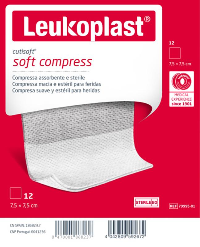 Leukoplast Cutisoft Compresse Sterili di Garza Idrofila TNT 7,5x7,5cm 12 Pezzi