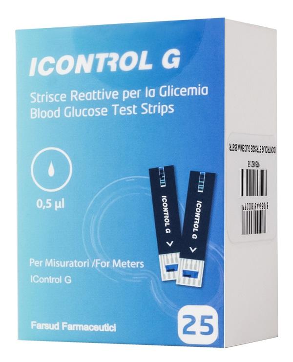 Icontrol G Strisce Glicemiche per Monitoraggio della Glicemia 25 Strisce