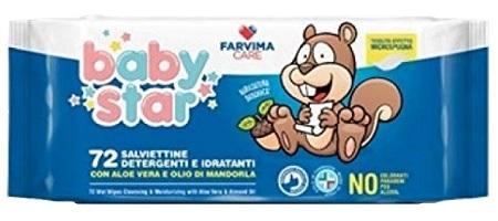Babystar Salviettine Bebe' Pop Up Detergenti Delicate Idratanti 72 Pezzi