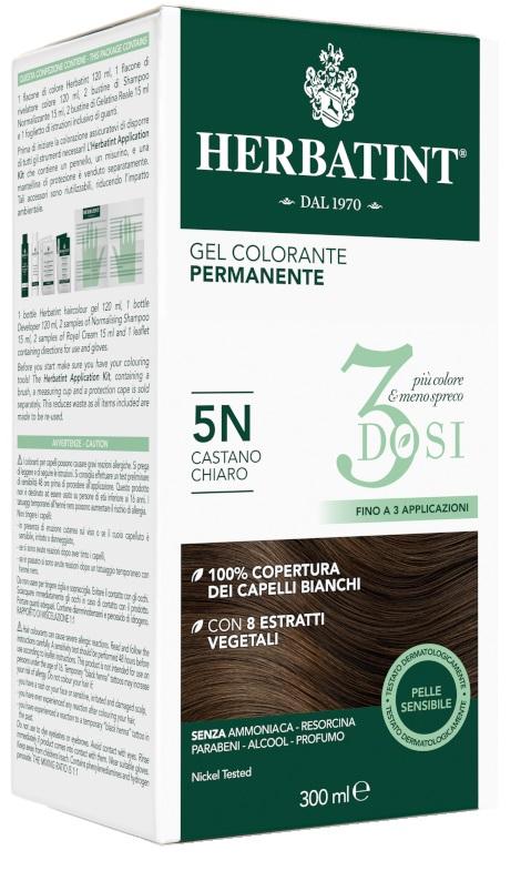 Herbatint Tintura Capelli Gel Permanente 3Dosi 5N Castano Chiaro 300 ml