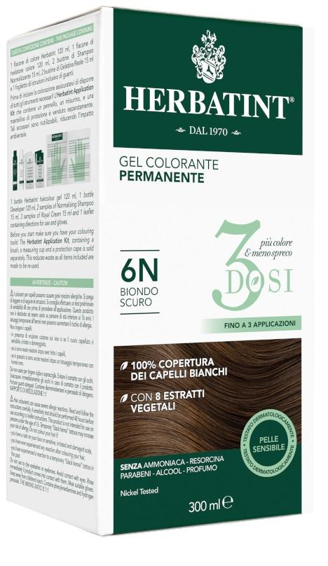 Herbatint Tintura Capelli Gel Permanente 3Dosi 6N Biondo Scuro 300 ml