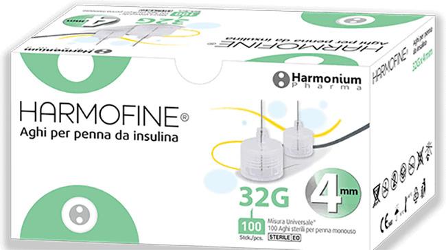 Ago Harmofine Penna Insulina Gauge 32 4mm 100 Pezzi