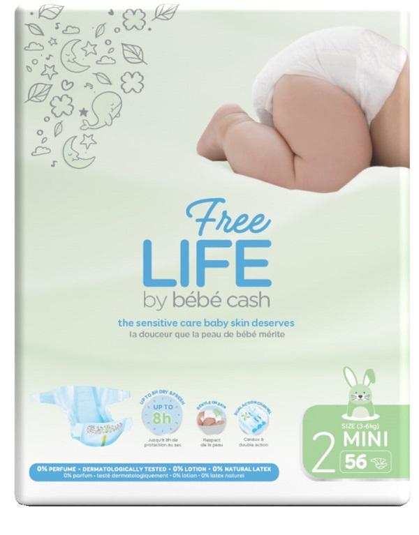 Freelife Bebecash Mini Taglia 2 Pannolini 56 Pezzi