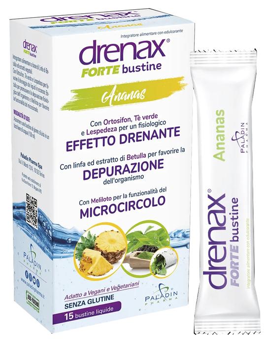 Drenax Forte Integratore Drenante Gusto Ananas 15 Bustine