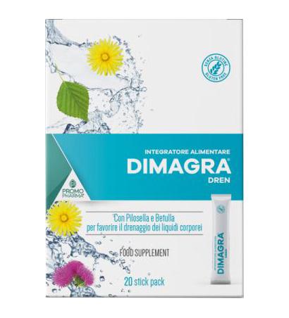 Promopharma Dimagra Dren Integratore Drenaggio dei Liquidi 20 Stick Da 15 ml