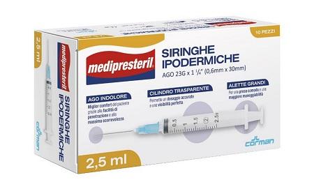 Medipresteril Siringa Ipodermica Ago 23G 0,6x30mm 2,5ml 10 Pezzi