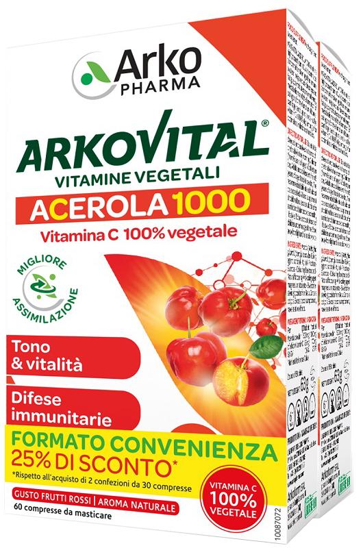 Arkopharma Arkovital Acerola 1000 Integratore di Vitamina C Promo Bipacco 60 com