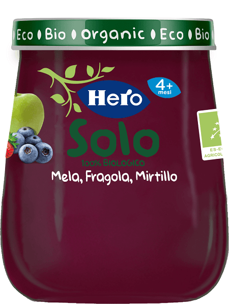 Hero Solo Omogeneizzato Biologico Mela, Fragola e Mirtillo 120 gr