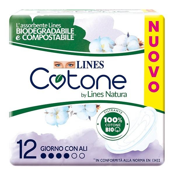 Lines Cotone Bio Ultra Ali Assorbenti Ecologici con Ali 12 Pezzi