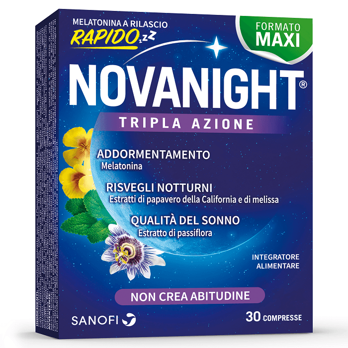 Novanight Tripla Azione Rilascio Rapido Integratore per il Sonno 30 Compresse