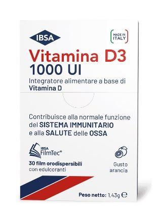 Ibsa Vitamina D3 1000 UI Integratore Difese Immunitarie 30 Film Orodispersibili