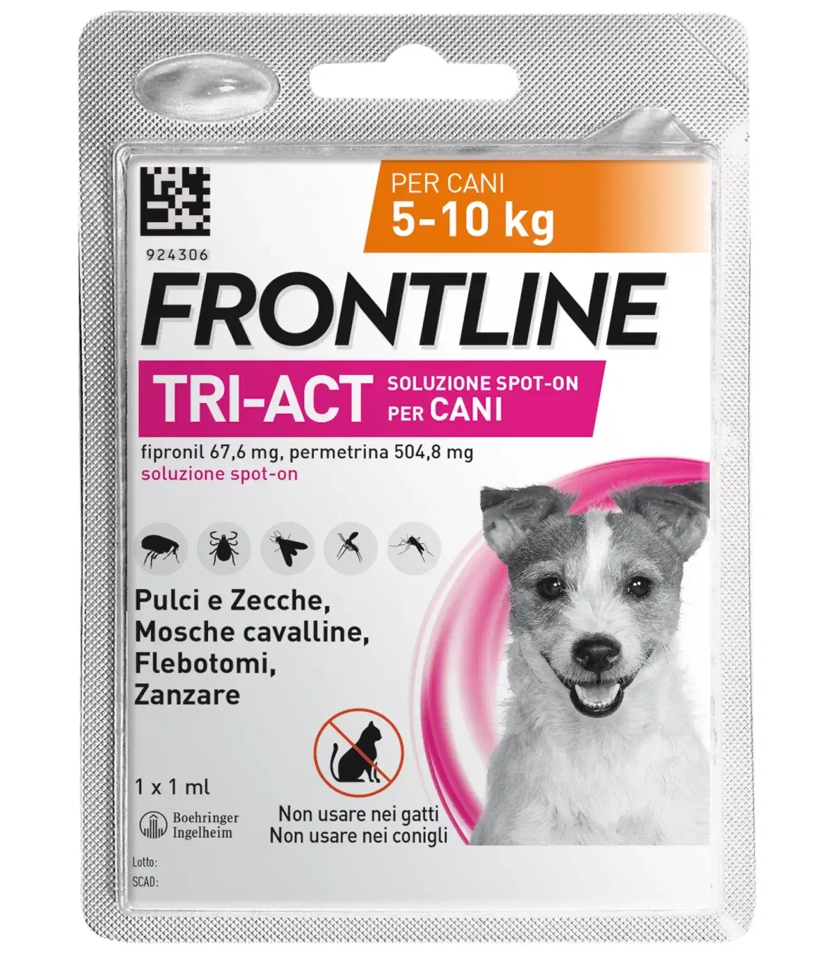 Frontline Tri-Act Protezione Cani, 1 Pipetta per 5-10kg