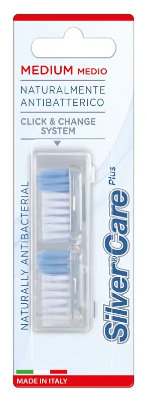 Silvercare Spazzolino Ricambio 2 pezzi Piave per la Cura della Bocca