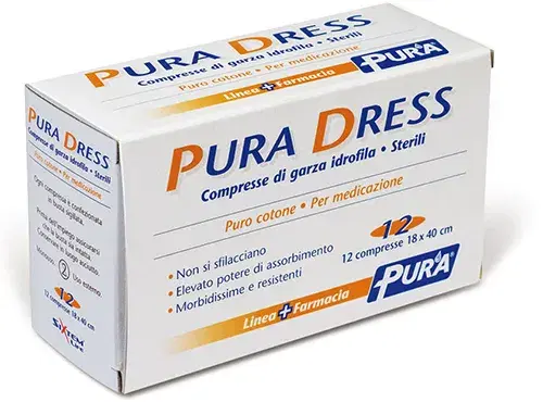Pura Dress Compresse di Garza Idrofila Morbide e Resistenti 18x40cm 12 Pezzi