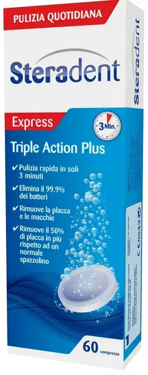 Steradent Express Triple Action Plus 60 Compresse Pulenti