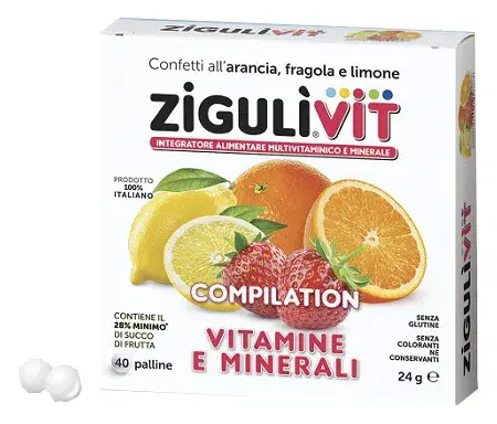 Zigulì Vit Compilation Vitamine e Minerali Arancia Fragola Limone 40 Pall
