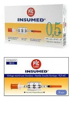 Pic Siringa Per Insulina 0,5ml 30g 8mm 30 Pezzi.