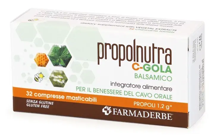 Farmaderbe Propolnutra C Gola Integratore 32 Compresse Masticabili