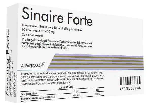Alfasigma Sinaire Forte Per  La Formazione Gas Intestinale 30 Compresse