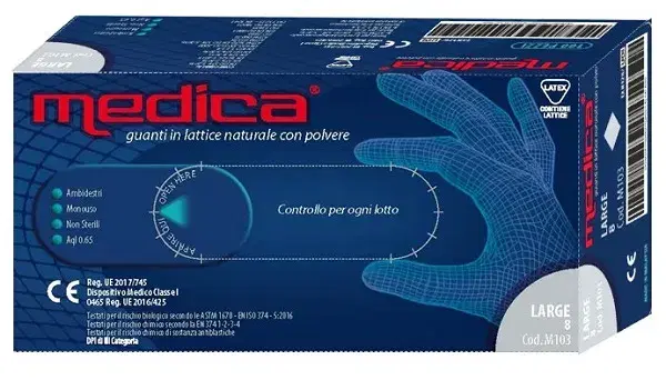 Guanti in Lattice AQL 1.0 con Polvere Taglia L 100 pezzi