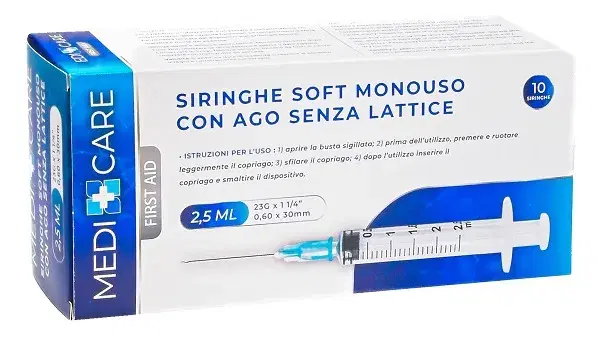 Siringa Soft 2,5 ml G23 Confezione 10 Pezzi per Uso Medico