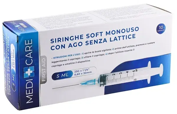 Siringa Soft con Ago Misura G23 Capacità 5 ml 10 Pezzi