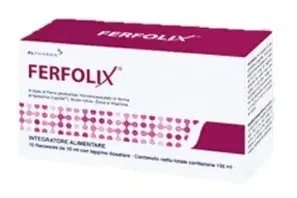 Ferfolix Integratore di Acifo Folico, Ferro, Zinco 10 Flaconcini Monodose 10 ml