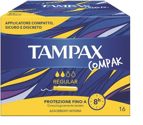 Tampax Compak Regular Assorbenti Interni Flusso Leggero Medio 16 Pezzi