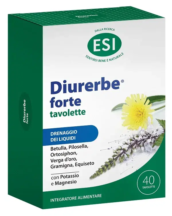 Esi Diurerbe Forte Integratore Alimentare Drenante Elimina Liquidi 40 Tavolette