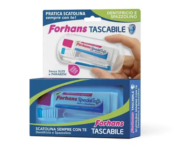 Forhans Tascabile Travel Kit Spaxxolino + Dentrifricio Speciale da 12 , 5 ml Colore Casuale