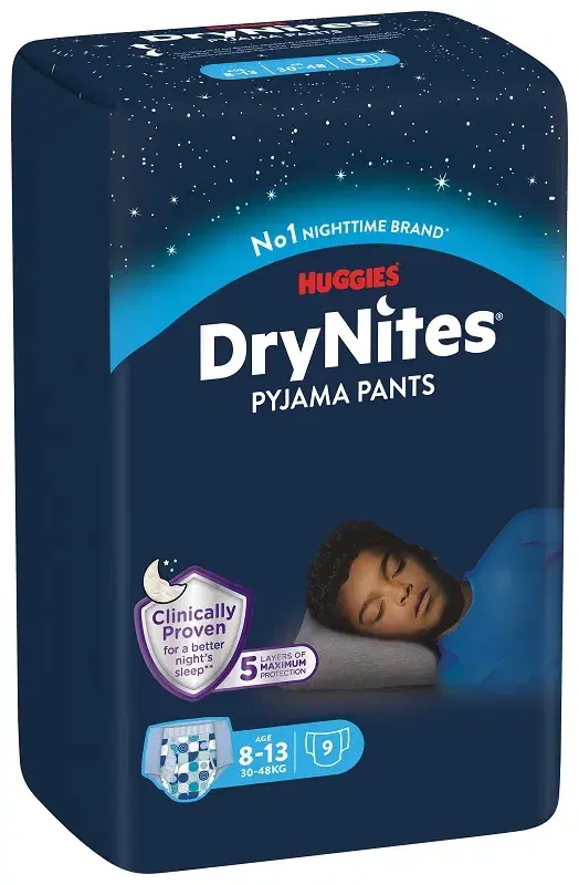 Huggies Drynites Mutandine Assorbenti Ragazzi 8-13 Anni 9 Pezzi