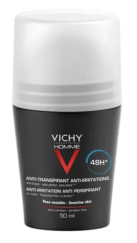Vichy Homme Deodorante 48h Roll-on Pelle Sensibile Effetto Lenitivo Uomo 50 ml